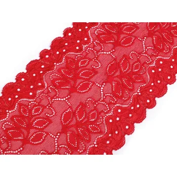 Krajka Elastická krajka / vsadka / běhoun šíře 16 cm, barva 5 červená