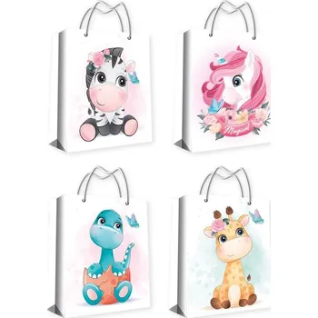 Dárková taška taška dárk. L, DĚTSKÉ, 4 motivy, glitr., papír