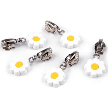 Zip Jezdec ke spirálovým zipům No 6 květ, barva bílá