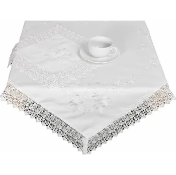 Stolování Ubrus celoroční, Růže s krajkou, bílý