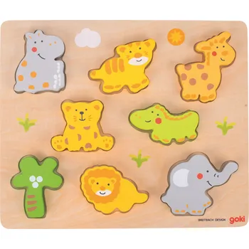Puzzle GOKI Dřevěná vkládačka Divoká zvířáta
