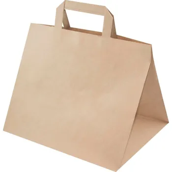 Obalový materiál Papírová EKO taška 320x220x245mm ploché ucho hnědá 100 ks kateringová XL