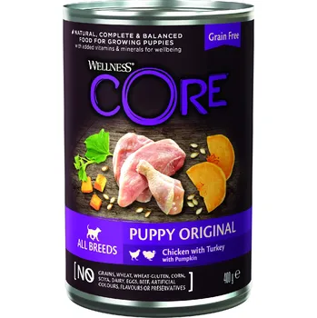 Krmivo pro psa Konzerva Wellness CORE Dog Stěně, kuře, krocan a dýně 400 g