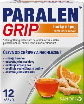 Paralen Grip Horký nápoj Pomeranč a Zázvor—12 sáčků