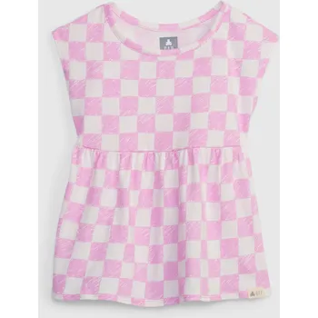 Dívčí tričko GAP Dětský top šachovnice organic - Holky GAP růžová 2146715