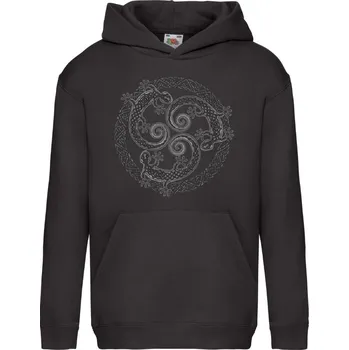Chlapecká mikina dětská levná mikina, kapuce, keltské ještěrky Barva: Black -černá, velikost: 128