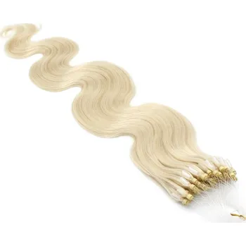 Příčesek 50cm vlasy pro metodu Micro Ring / Easy Loop 0,7g/pr. vlnité – platina