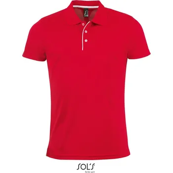 Pánské tričko SOL'S Pánská sportovní polokošile pique Performer Barva: Červená, Velikost: XXL
