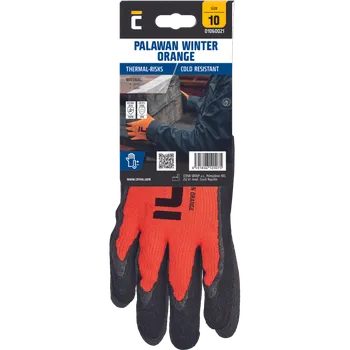Pracovní rukavice Cerva Rukavice povrstvené zimní PALAWAN WINTER BLISTR latex oranžová 8 M