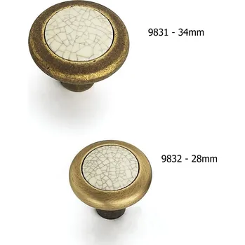 Nábytkové kování 983 - 831a béž. porcelán, 34 mm