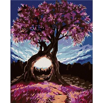 Malování podle čísel - Romantické stromy, 40x50 cm, bez rámu a bez vypnutí plátna