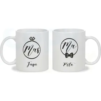 Gravírování Sada 2 bílých hrnků s vlastním potiskem