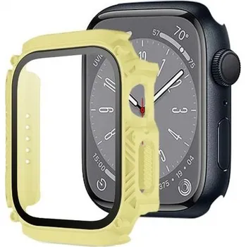 Odolné Armor pouzdro s tvrzeným sklem pro Apple Watch 45mm - žluté