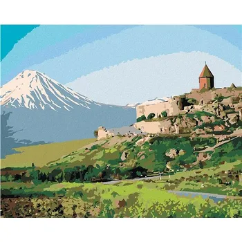 Malování podle čísel - Starý hrad, 50x40 cm, bez rámu a bez vypnutí plátna