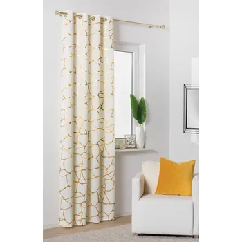Závěs Dekorační vzorovaný závěs s kroužky WUSTE smetanová/zlatá 135x260 cm (cena za 1 kus) MyBestHome