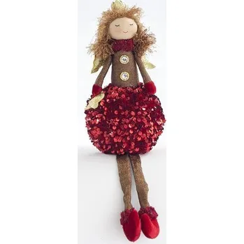 Vánoční dekorace Eurolamp Vánoční dekorace sedící princezna s červenou sukní ve tvaru bambule, 34 cm, 1 ks