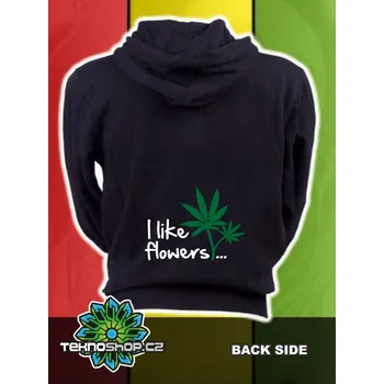 Pánská mikina TEKNOSHOP I Like Flowers dnb mikina na zip s kapucí s potiskem XL černá