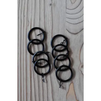 Uchycení záclony a závěsu Kovové záclonové kroužky - 8ks - černé
