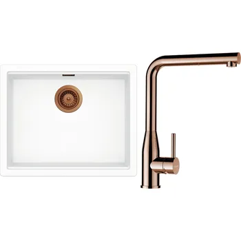 Granitový dřez Set Schock S28-19 (dřez Kiruna N-100L Day + baterie Keto.120 Měď + komponenty Měď)