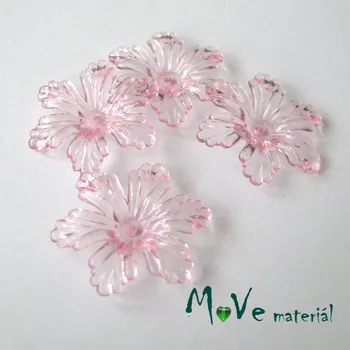 Dětské navlékací korálky Akrylový květ 27,5mm, 4ks, světle růžový