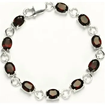 Náramek Stříbrný náramek přírodní granát - R1245 (Stříbrný náramek s přírodními granáty 8x6 mm)