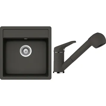 Granitový dřez Set Schock S20-2 (dřez Nemo N-100S Asphalt + baterie Cosmo.120 Asphalt)
