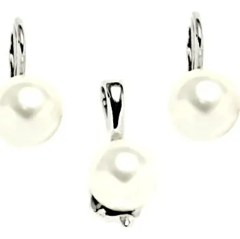 Souprava šperků Stříbrná souprava Swarovski perla white - S1183/1215 (Stříbrná sada náušnice a přívěsek Swarovski perla 8 mm)