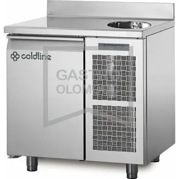 Coldline Mrazící stůl TA09/1BS s deskou, dřezem a zadním lemem Varianta: Mrazící stůl TA09/1BS s deskou, dřezem a zadním lemem
