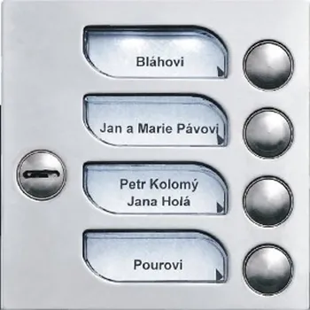 4FN 231 02.5/F Modul 4 tlač. se 4 jmenovkami a zámkem 2-BUS KARAT, nerez INOX, Tesla Stropkov