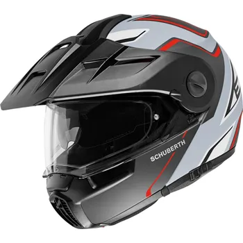 Helma na motorku SCHUBERTH E1 Endurance šedá/bílá/červená 3XL