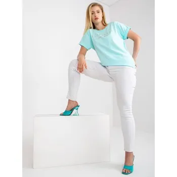 Dámské tričko se zlatým nápisem plus size DERICK mátové