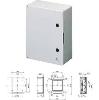 Rozvaděč GW44811 Skříň plastová na povrch, 396x474x160, plné dveře, IP55, Gewiss