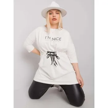 Dámská tunika Dámská tunika s vázáním melanžová plus size TULSA ecru