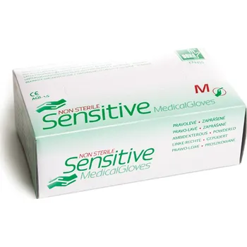 Vyšetřovací rukavice Vulkan Medical Rukavice vyšetřovací SENSITIVE latexové s pudrem varianta: velikost XS, 100 ks