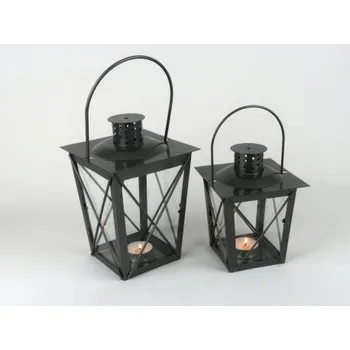 Lucerna Plechová lucerna šedá, Rozměr Malá