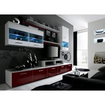 Obývací stěna ImportWorld Obývací stěna Sabina II, bílá matná/bordo lesk/bílý lesk