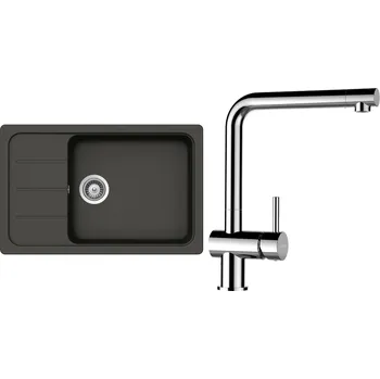 Granitový dřez Set Schock S24-8 (dřez Formhaus D-100LS Asphalt + baterie Epos Chrom)