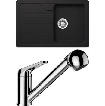 Granitový dřez Set Schock S25-7 (dřez Formhaus D-100S Onyx + baterie Cosmo.120 Chrom)