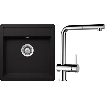 Granitový dřez Set Schock S20-11 (dřez Nemo N-100S Nero + baterie Epos.120 Chrom)