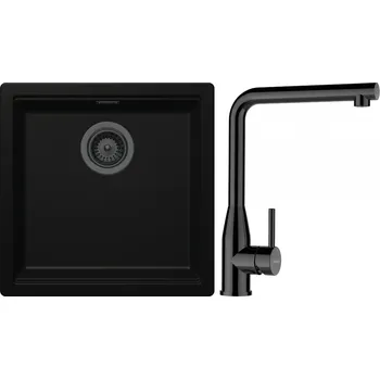 Granitový dřez Set Schock S27-15 (dřez Kiruna N-100 Night + baterie Keto Gunmetal + komponenty Gunmetal)