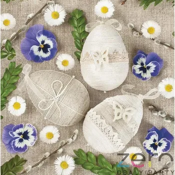 Jednorázové nádobí Ubrousky 'Maki' 33 x 33 cm 3N (20 ks) - (Velikonoce) kraslice krajkové