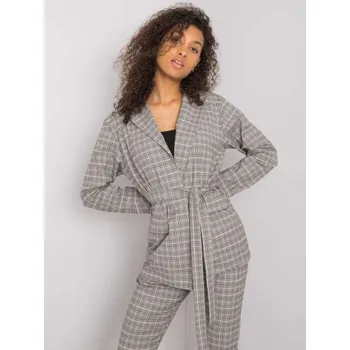 Dámské sako Dámská bunda kostkovaná SASKIA šedobéžová