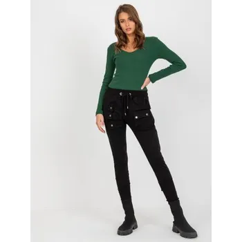 Dámské tepláky s kapsami s klopou CLARETTE černé