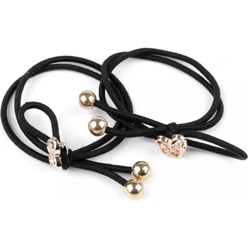 Gumičky do vlasů s kovovým srdíčkem 2ks