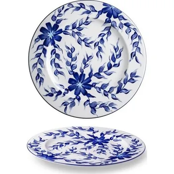 Talíř G.Benedikt 1882, Karlovy Vary Porcelánový mělký talíř Indigo, ruční malba - 24 cm