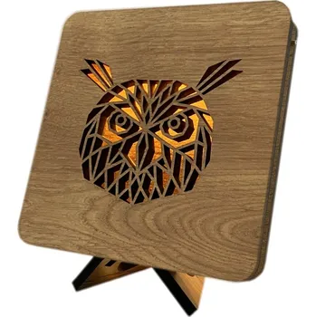 Lampička Li-Go "Hlava sovy" lampa 19x19cm provedení povrchu: dub