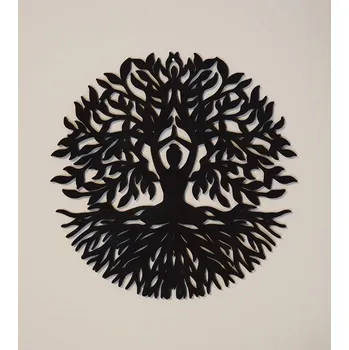 Dřevěný strom života Budha - Černý motiv