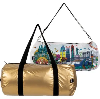 Kabelka LOQI, Taška LOQI Weekender Kristjana S Williams Interiors Gold & World Skyline oboustranná S - Formadore