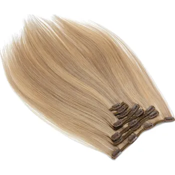 Příčesek Clip in vlasy 40cm REMY lidské vlasy 100g - přírodní/světlejší blond
