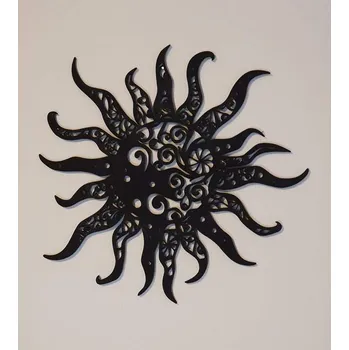 Dřevěné slunce s ornamenty - Přírodní motiv, bez nátěru